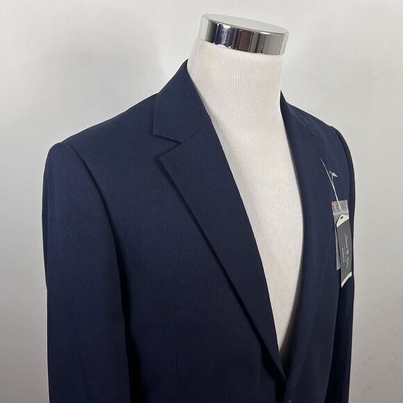 NWT David Taylor 38R Sport Coat Navy Blue Two Button Lined Vented Poly Blend - Picture 1 of 9